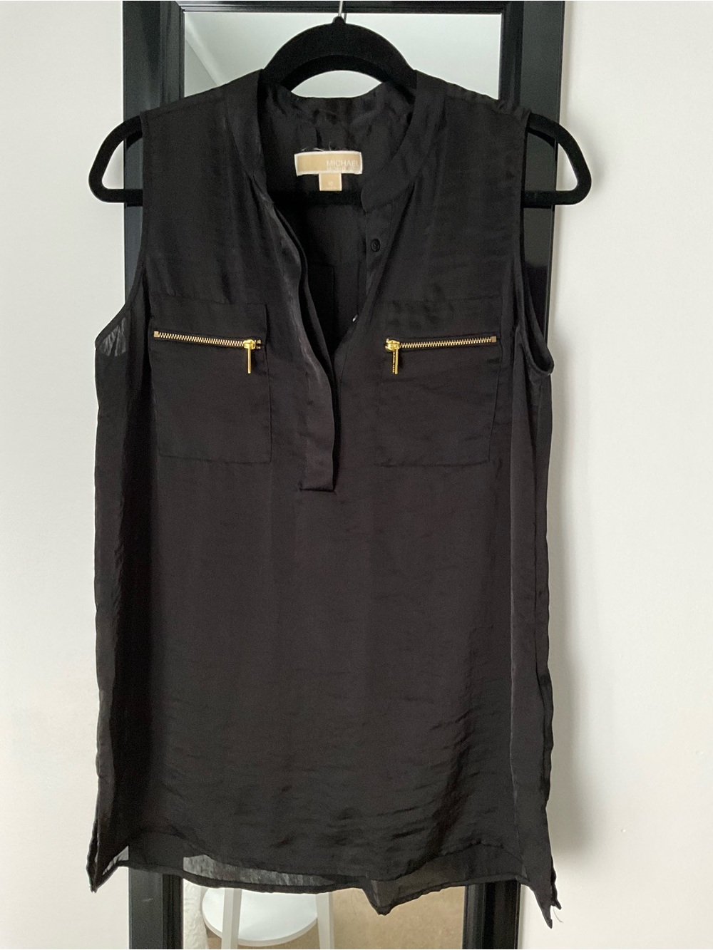 Michael Kors Black Sleeveless Zip-Pocket Tunic
